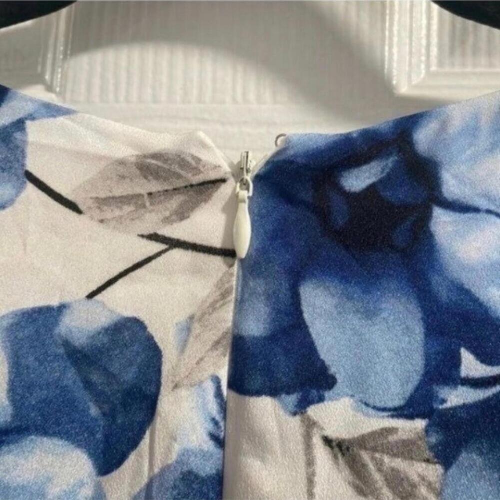 NWT Calvin Klein Blue Floral Sleeveless Drop Waist Handkerchief Hem Midi - Picture 6 of 13